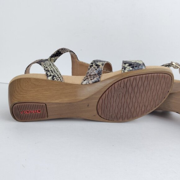 Vionic Womens 8 Glenda Strappy Wedge Sandals In Snakeskin Print - Picture 6 of 8